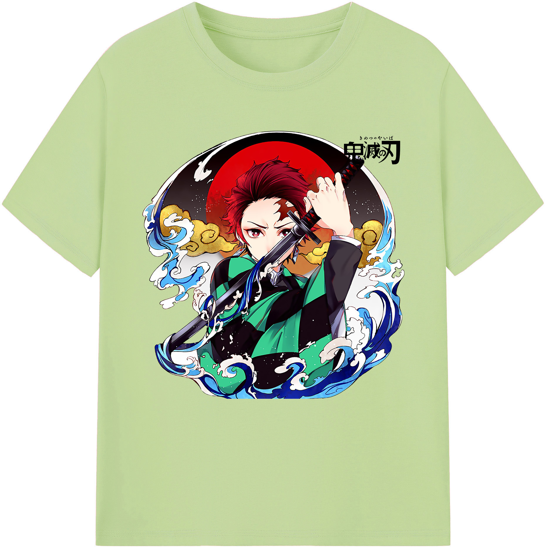 （画像用） 鬼滅の刃 竈門 炭治郎／かまど たんじろう Kamado Tanjirou 綿100％半袖Tシャツ（フロントプリント）